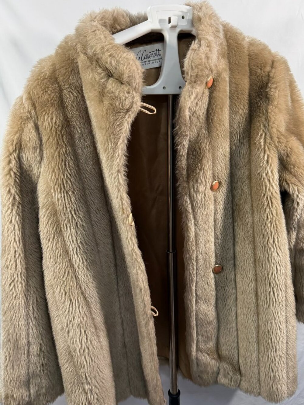 Vintage 70s/80s G. Caserotti Originals Faux Fur Coat Vertical Pleat. made in USA